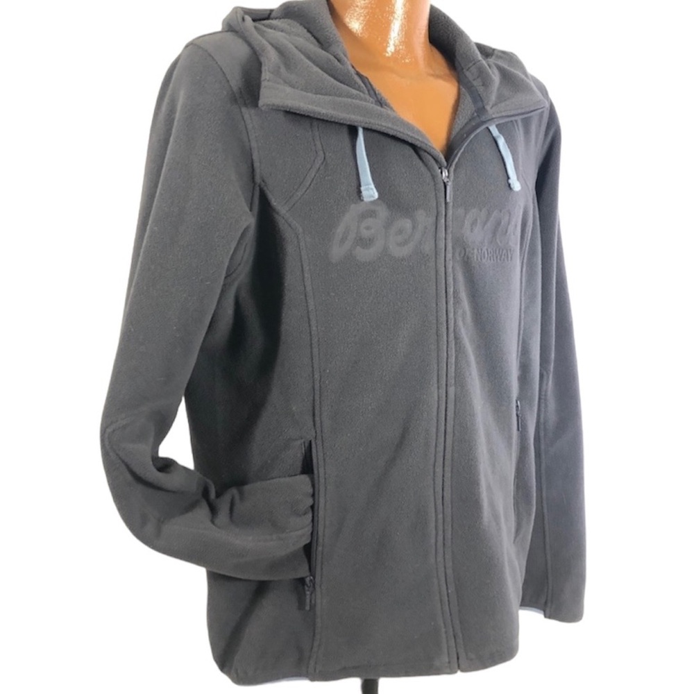 Bergans by Norway ski wear fleece hoodie gray blue MED mens heavyweight skiwear
